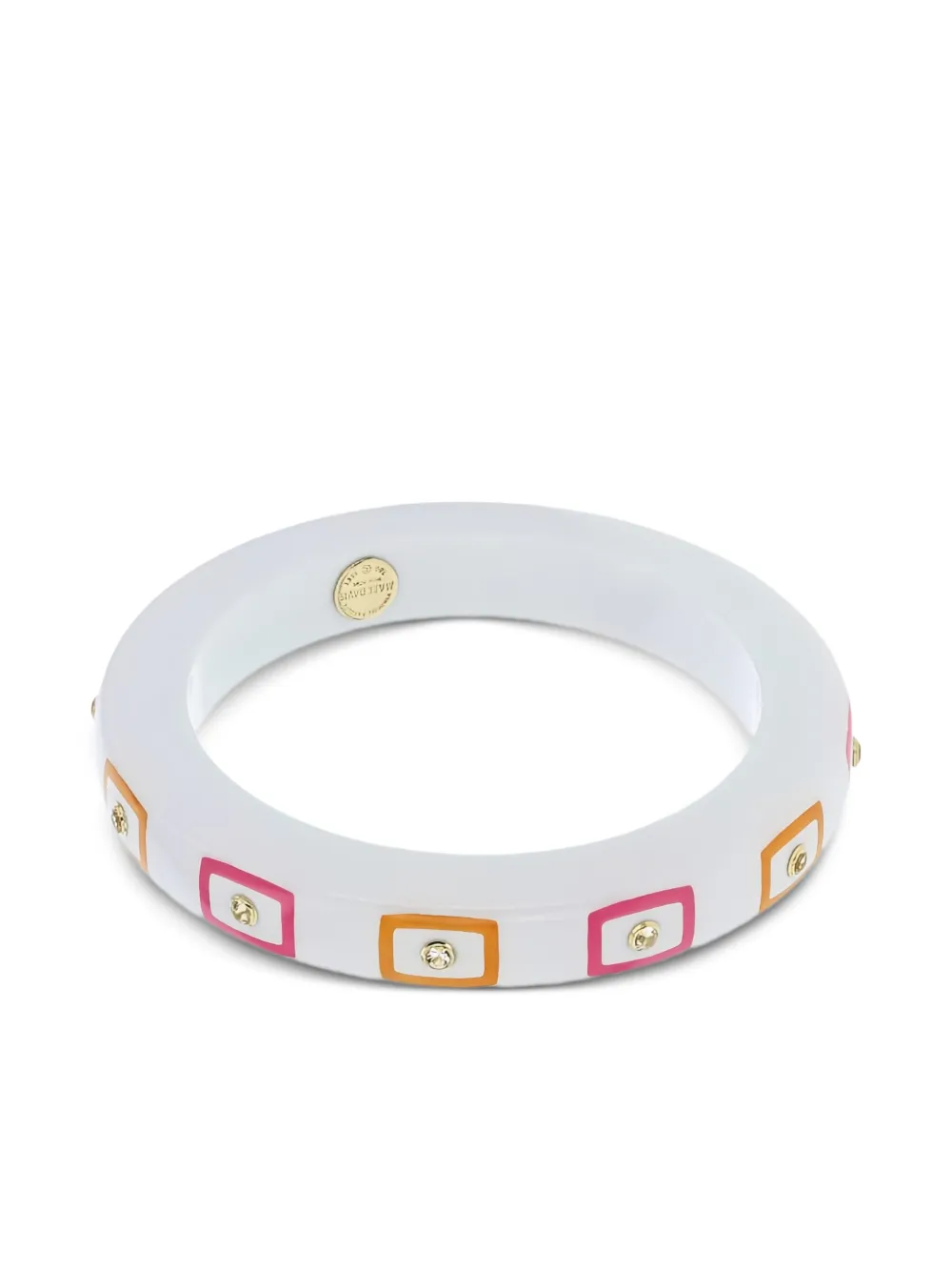 Mark Davis 18k Yellow Gold White Topaz Geometric Bangle In Pattern