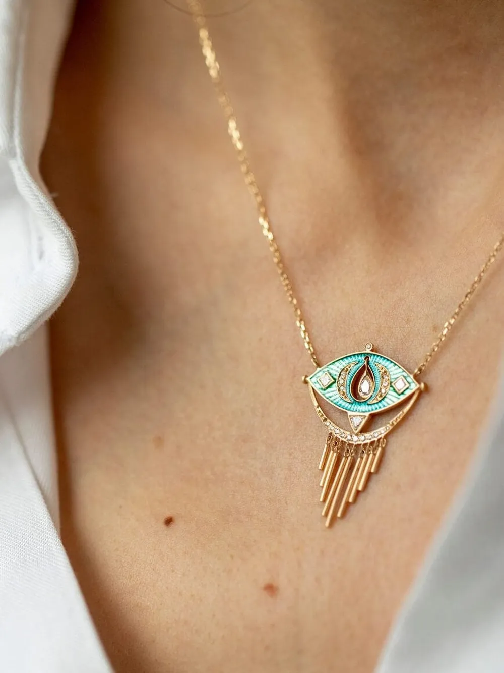 Celine Daoust 14k Yellow Gold Diamond Eye Necklace In Gold