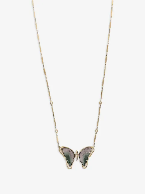 Jacquie Aiche 14K yellow gold Butterfly tourmaline and diamond necklace