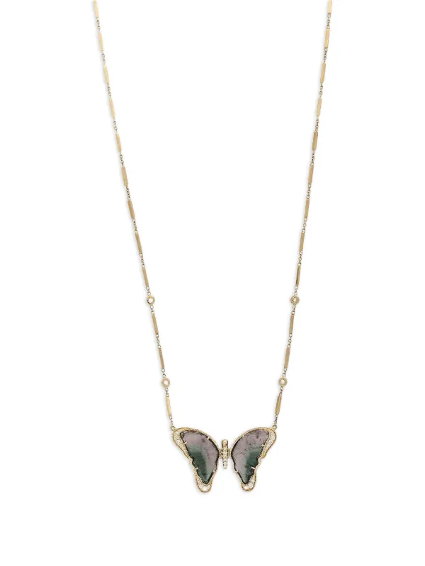 Jacquie Aiche 14K Yellow Gold Butterfly Tourmaline and Diamond Necklace