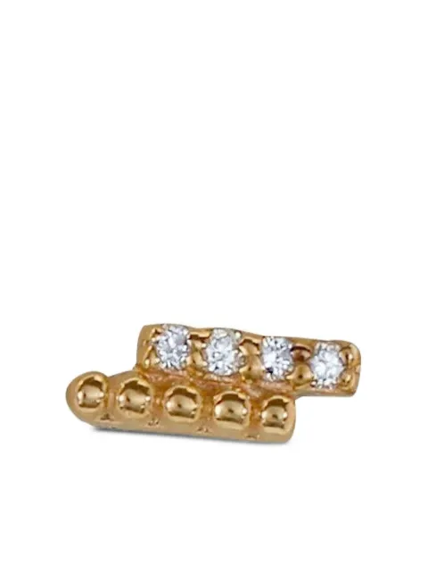 Anzie 14K yellow gold diamond Bar Dew drop earrings