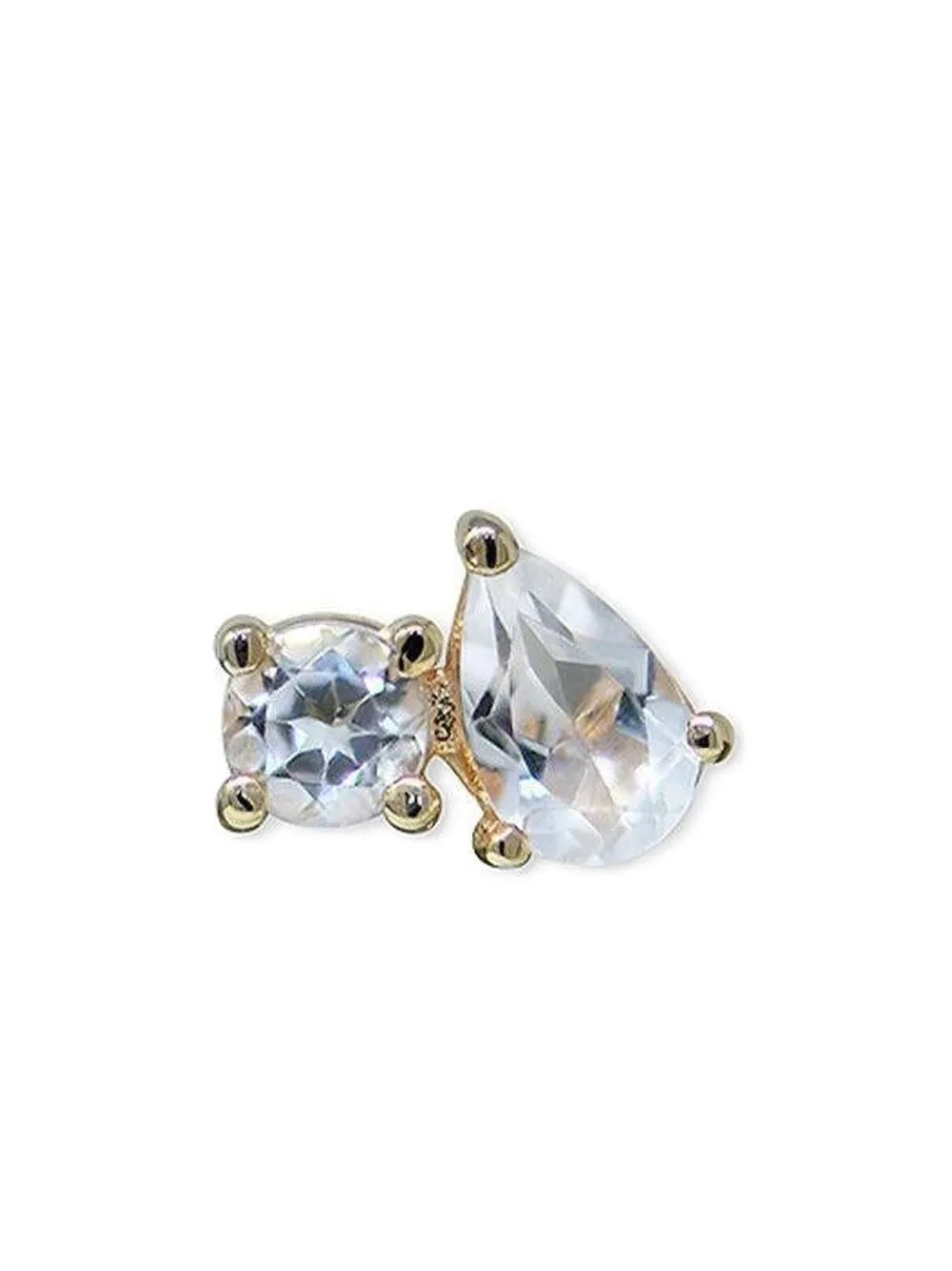 Anzie 14K yellow gold topaz Jumelle Clear Stud earring - ゴールドトーン