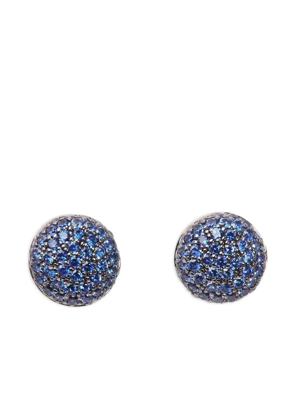 Sidney Garber 18k White Gold Blue Sapphire Pave Button Earrings In Blue