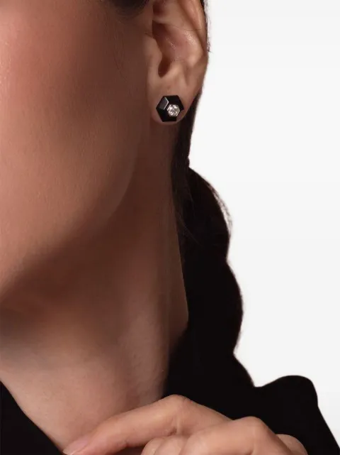 FRED LEIGHTON Hexagon ダイヤモンド＆ジェイド ピアス 18Kホワイトゴールド