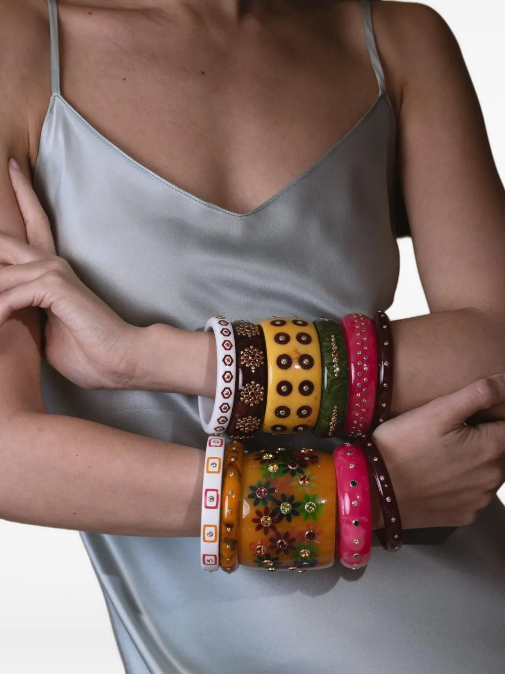 Mark Davis 18k Yellow Gold Bakelite Bracelet In Pink