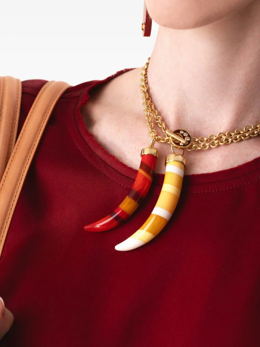 Mark Davis 18k Yellow Gold Bakelite Tusk Necklace In Yellow