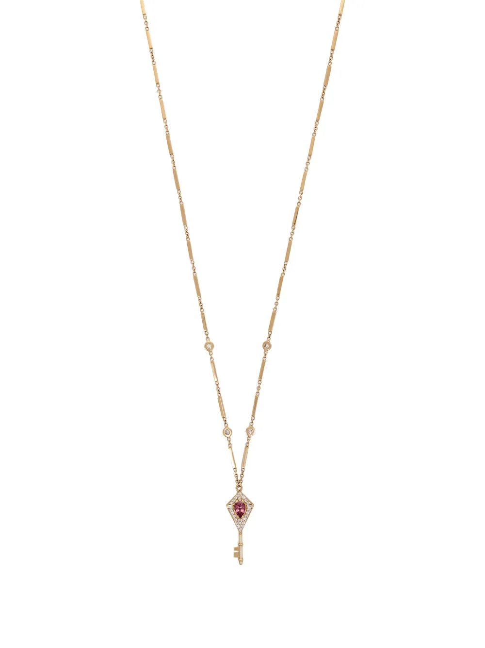 Jacquie Aiche Collana con pendente in oro giallo 14 carati, tormalina e diamanti