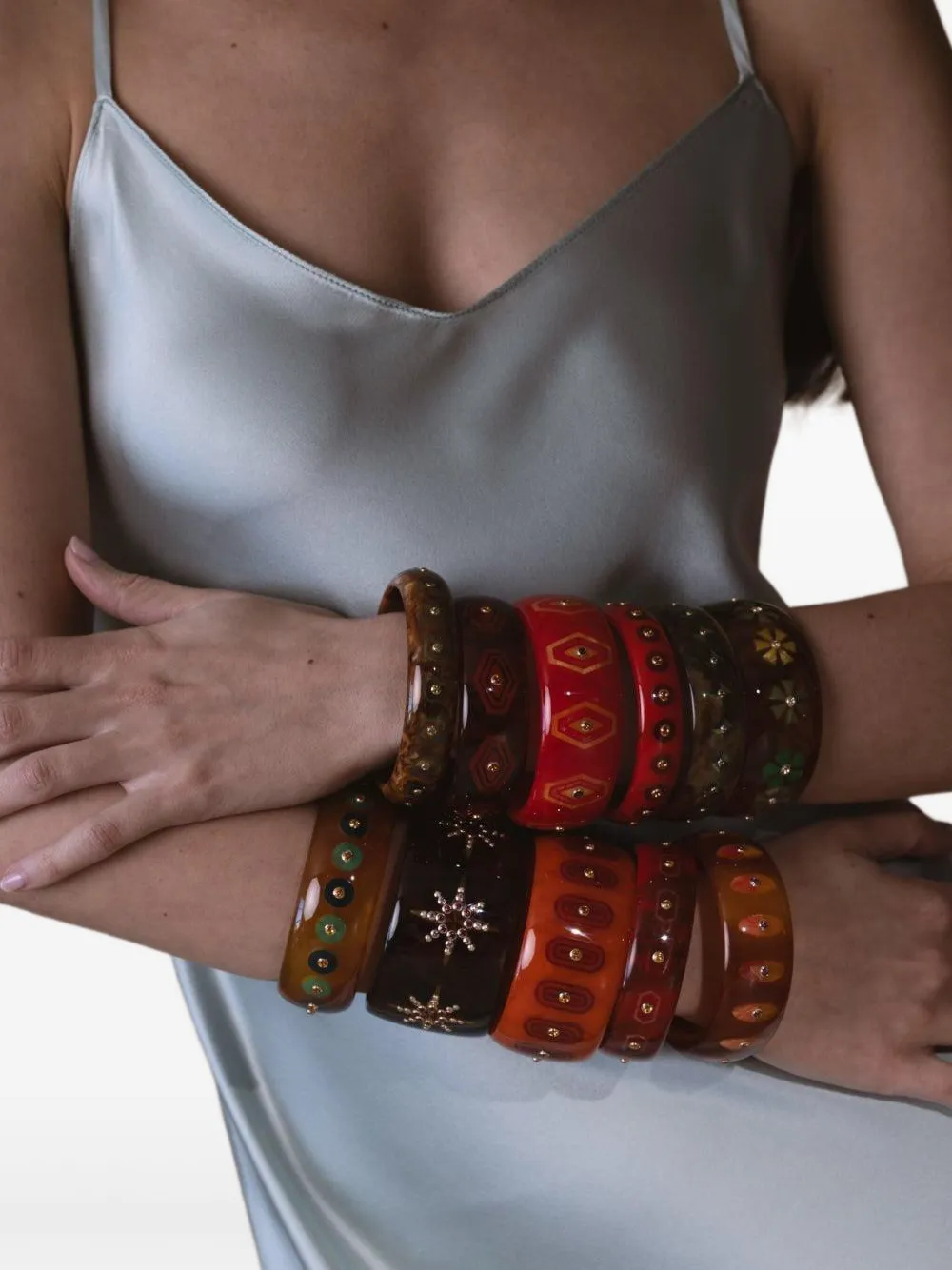 Mark Davis 18k Yellow Gold Bakelite Bracelet In Brown