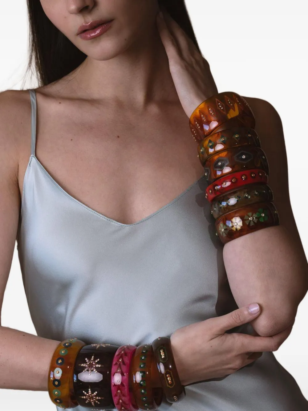 Mark Davis 18k Yellow Gold Bakelite Bracelet In Brown