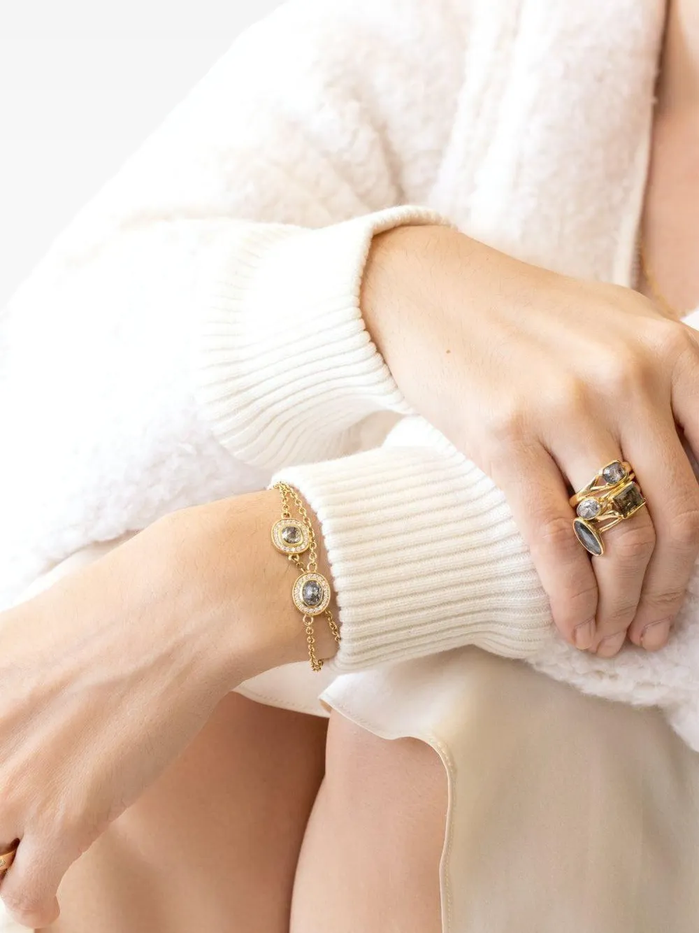 Nimo With Love 18k Yellow Gold The Thinny Diamond Bracelet In Gold
