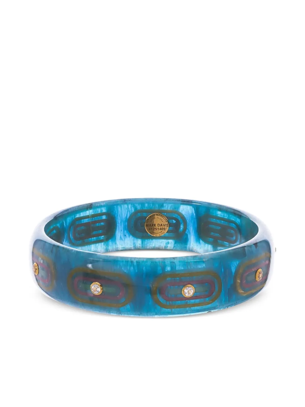 Mark Davis 18k Yellow Gold Topaz And Bakelite Bracelet In Blue
