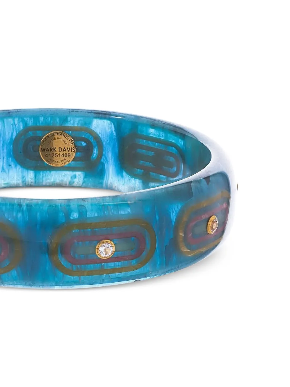 Mark Davis 18k Yellow Gold Topaz And Bakelite Bracelet In Blue