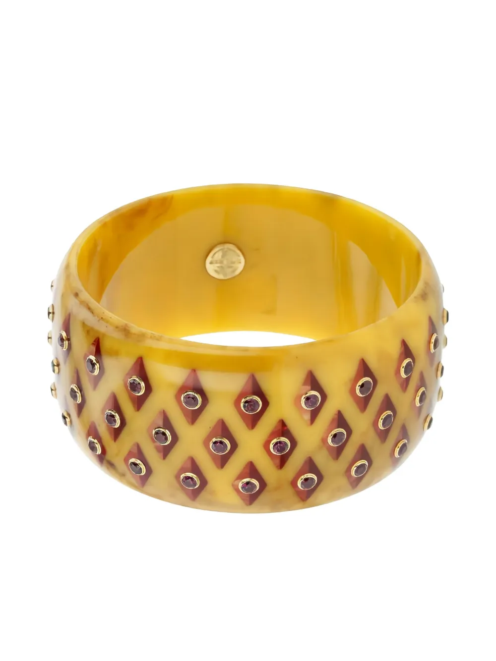 Mark Davis Bracciale rigido in oro giallo 18 carati con granato e bachelite