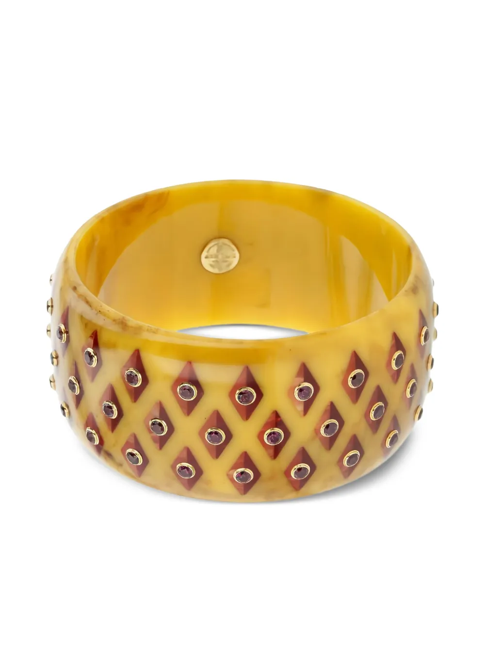 Mark Davis 18k Yellow Gold Garnet Bakelite Bangle In Orange