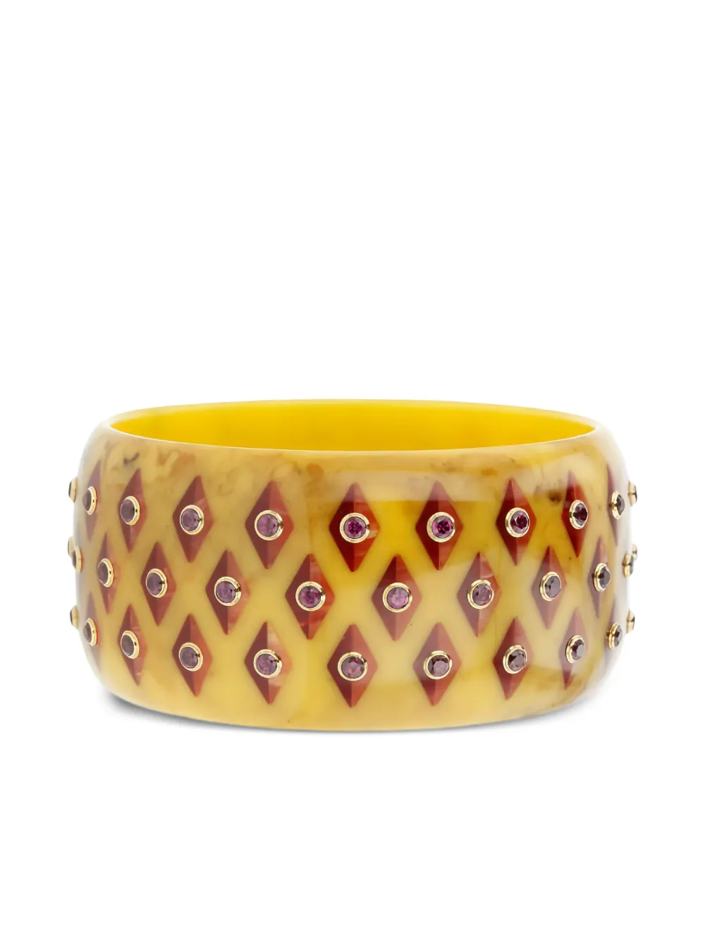 Mark Davis 18k Yellow Gold Garnet Bakelite Bangle In Orange