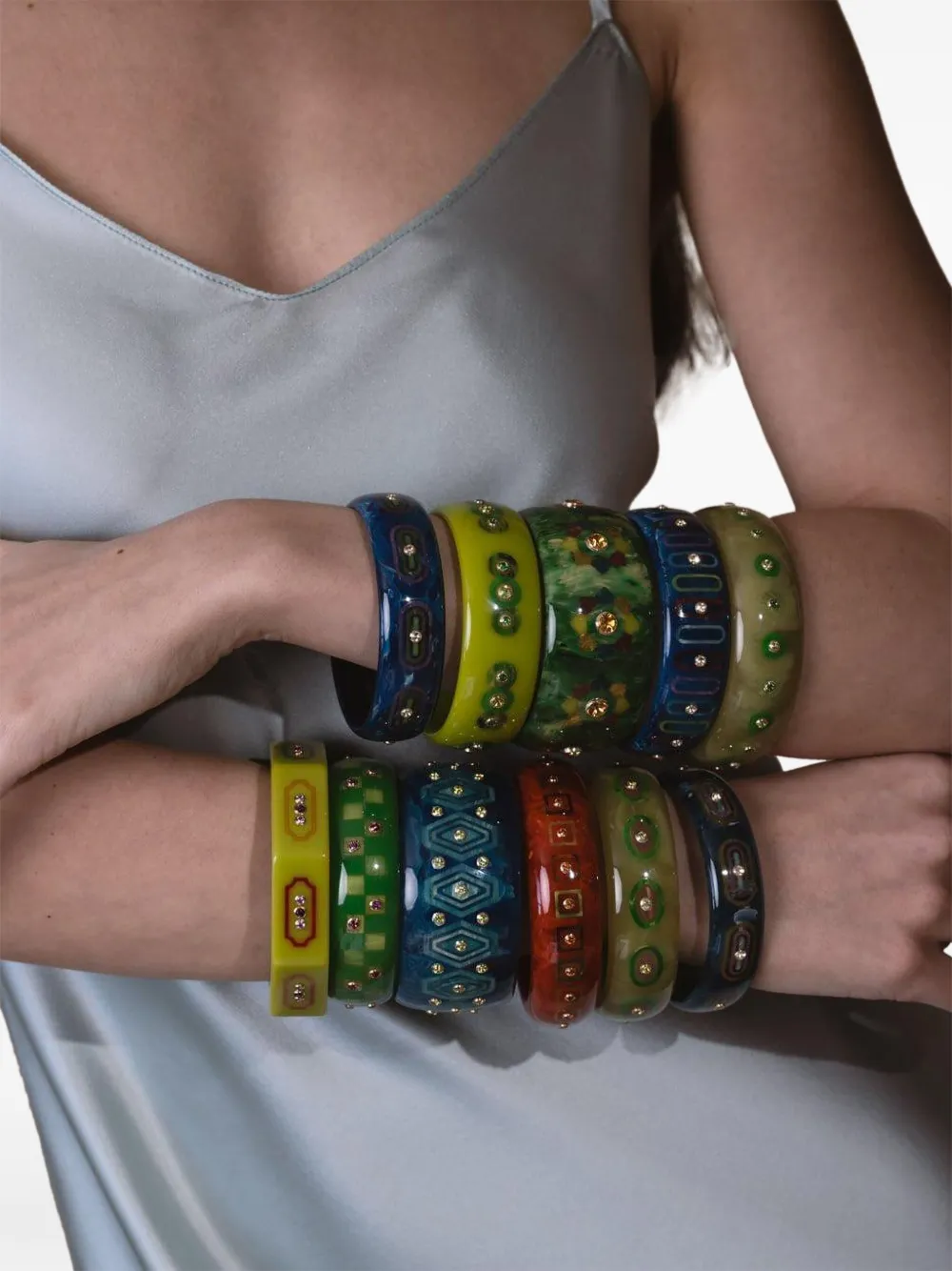 Mark Davis 18k Yellow Gold Bakelite Bracelet In Blue