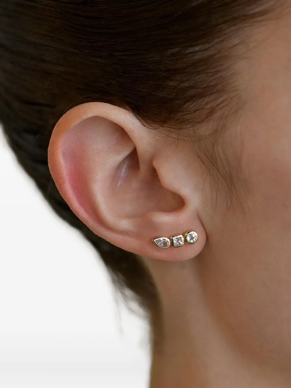 Anzie 14K yellow gold Cléo Jaeda Triple Crawler diamond stud earrings | Fine Jewelry | Image 2