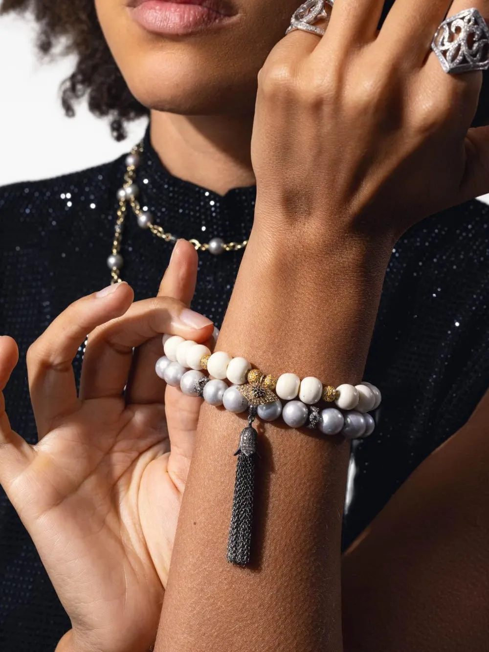 Loree Rodkin 14k Yellow Gold Small Evil Eye Diamond And Sapphire Bracelet In Gold