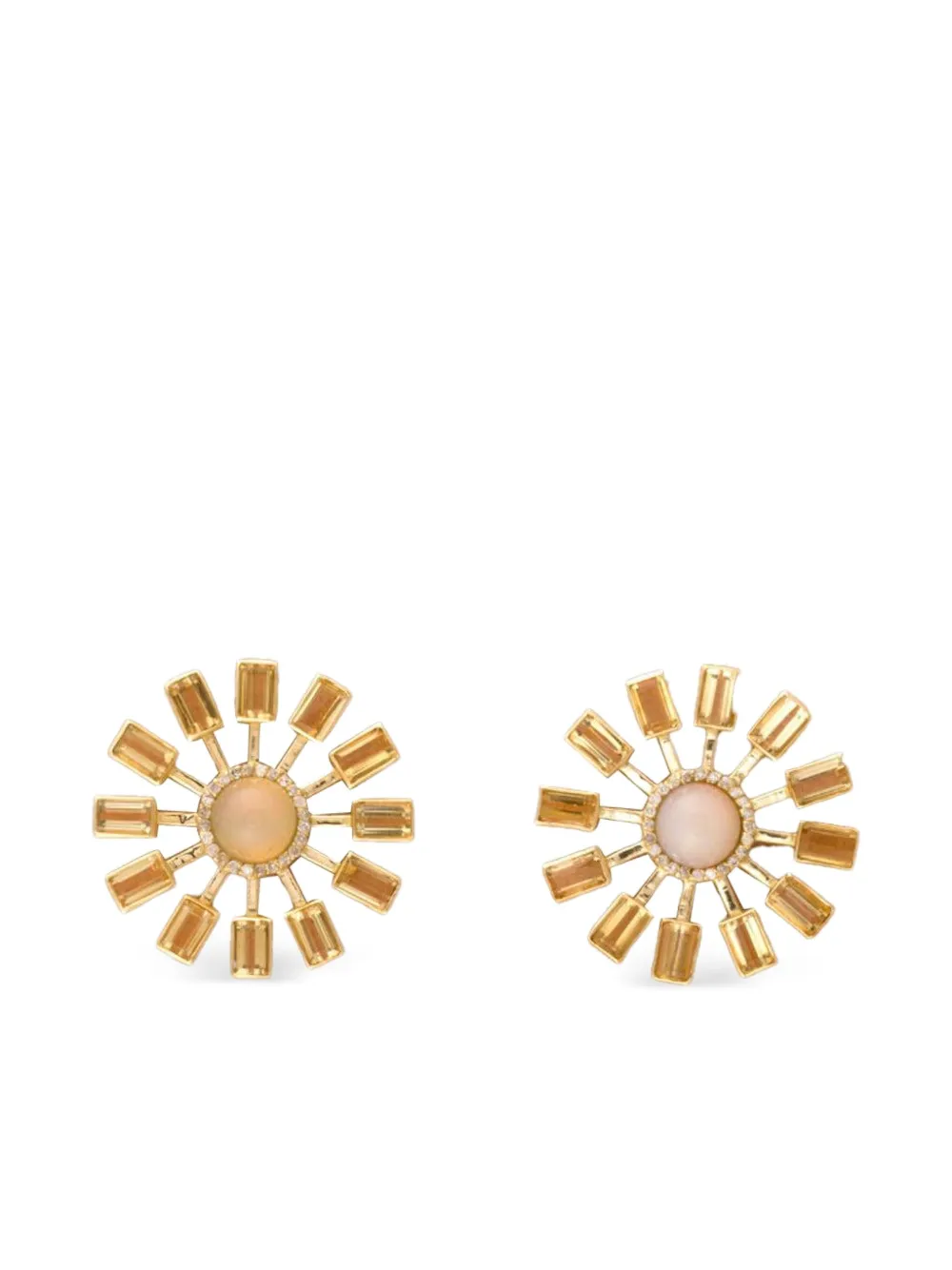 Denise Cassou 18k Yellow Gold Opal Sunburst Earrings In Gold