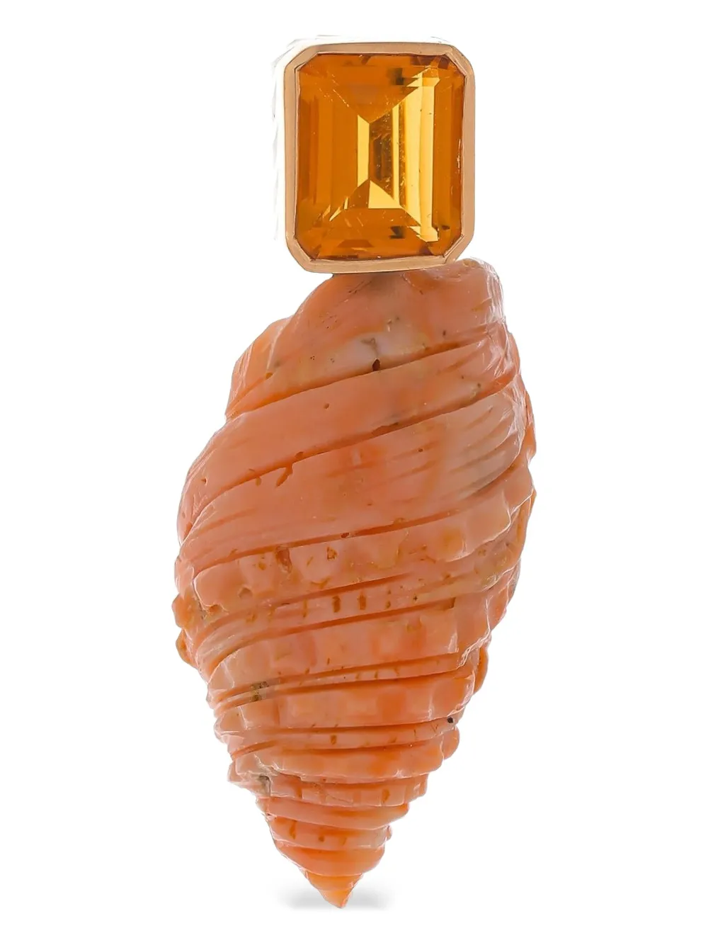 Dezso 18kt Rose Gold Carved Coral Citrine Necklace In Orange