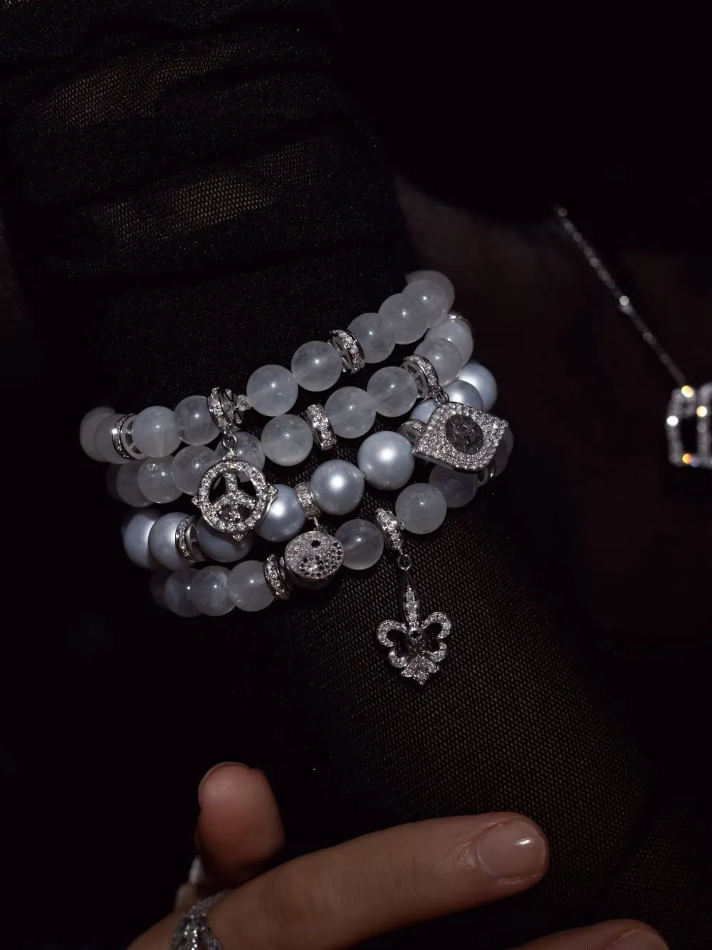 Loree Rodkin 14k White Gold Yin Yang Diamond And Pearl Bracelet In Purple