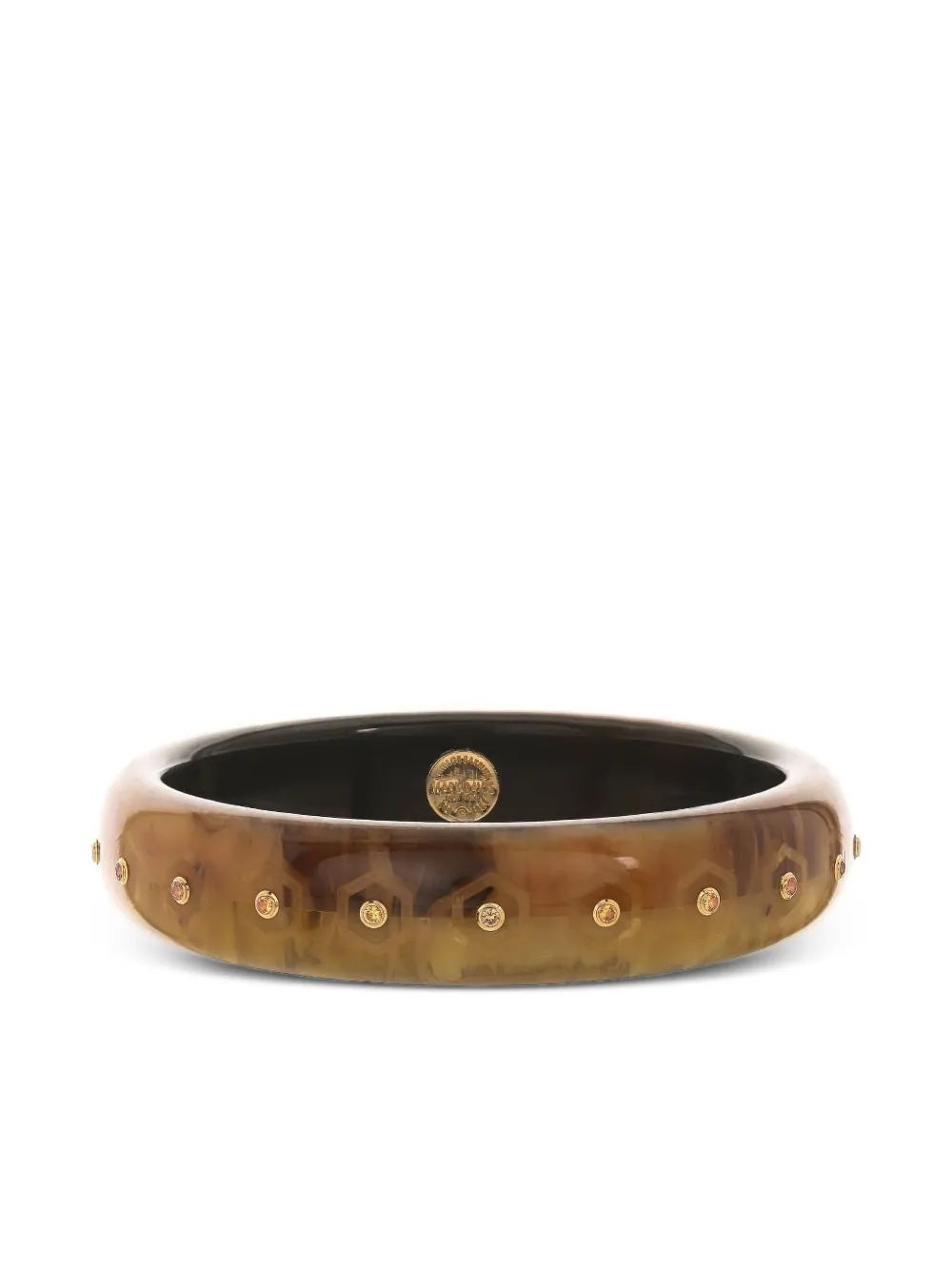 Mark Davis 18k Yellow Gold Bakelite Sapphire Bangle In Brown