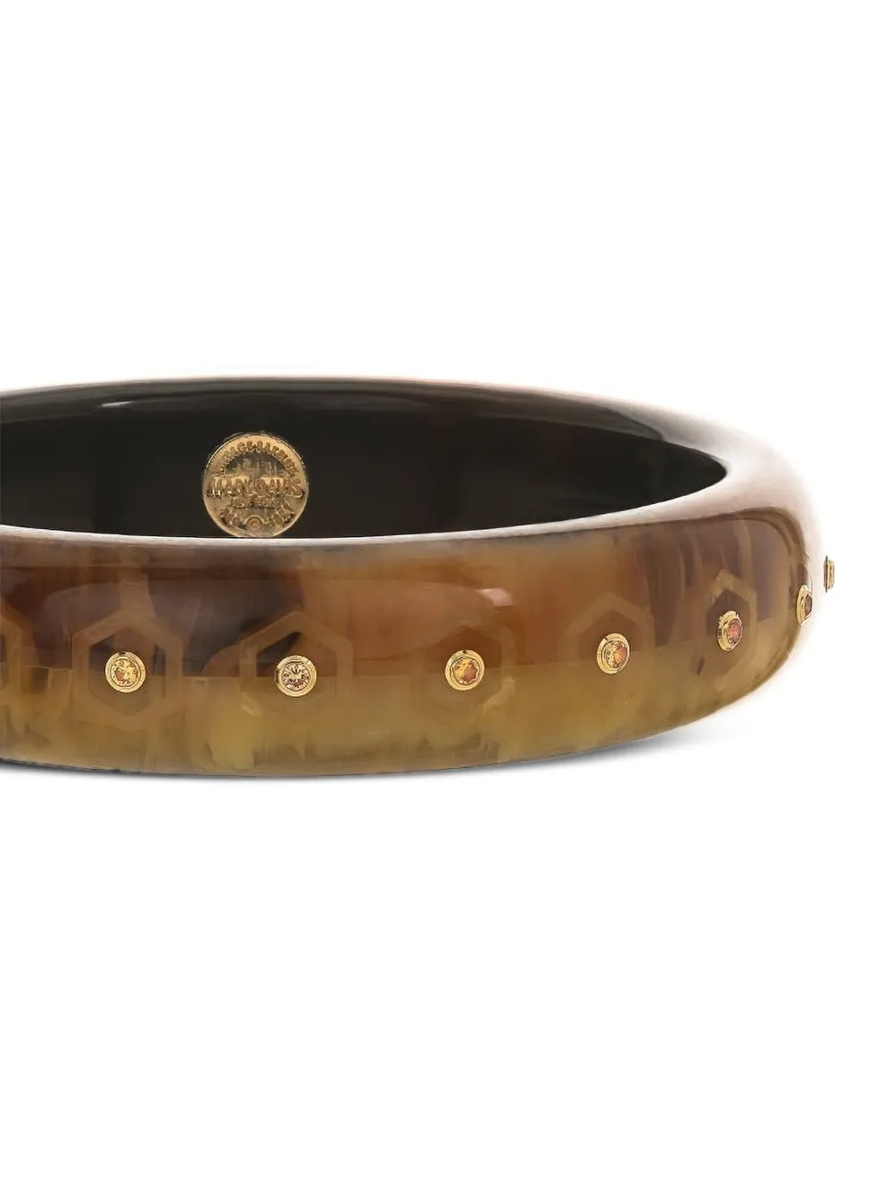 Mark Davis 18k Yellow Gold Bakelite Sapphire Bangle In Brown