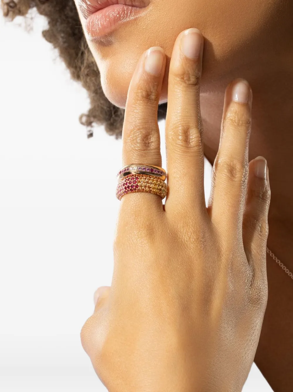 Fullord 18k Rose Gold Ghost Belt Diamond And Pink Sapphire Ring In Gold