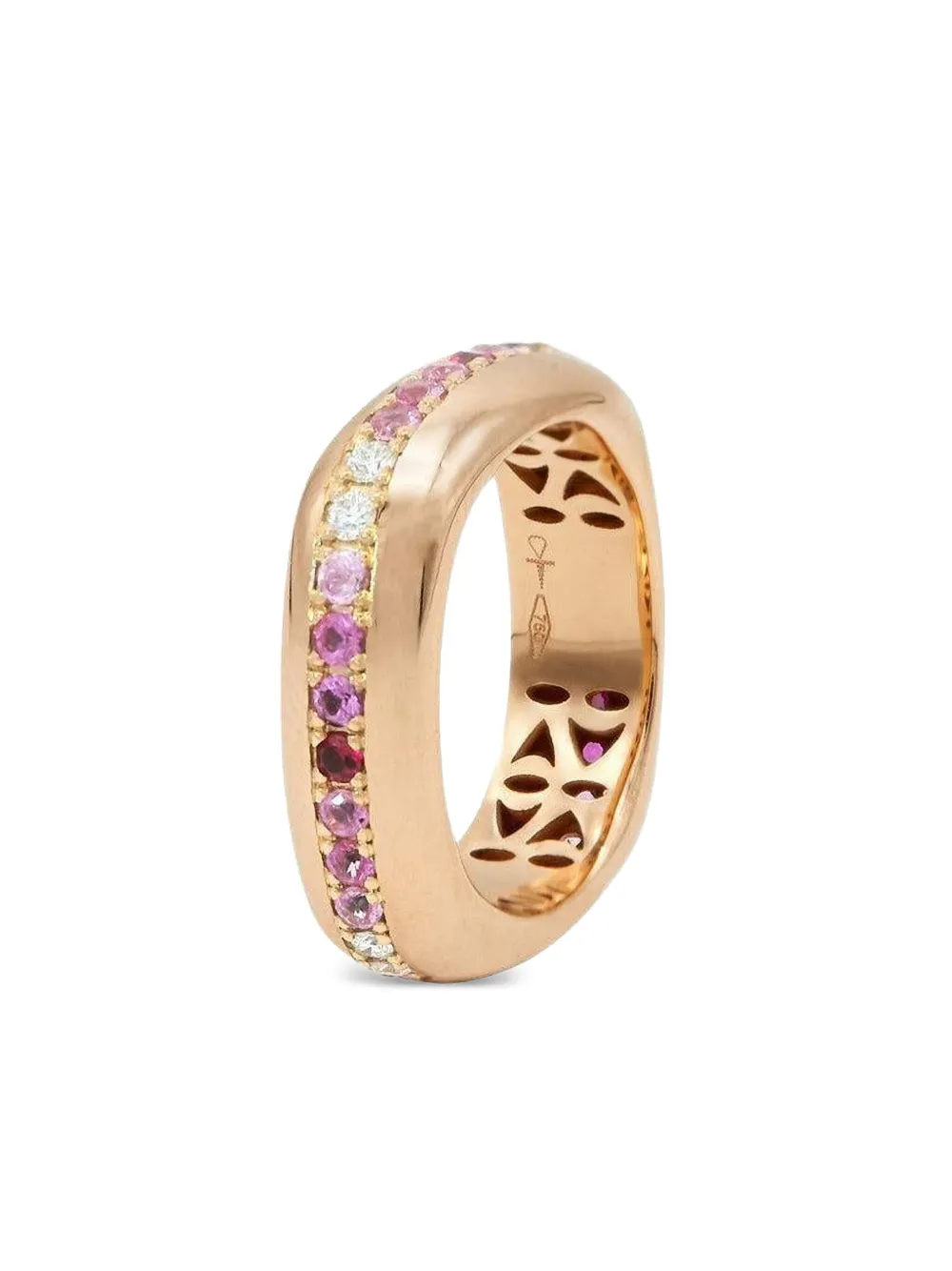 Fullord 18k Rose Gold Ghost Belt Diamond And Pink Sapphire Ring