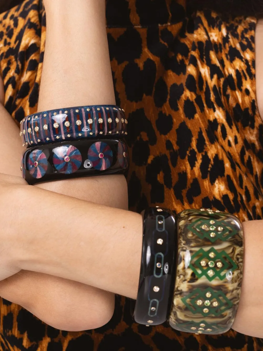 Mark Davis 18k Yellow Gold Bakelite Bracelet In Multi
