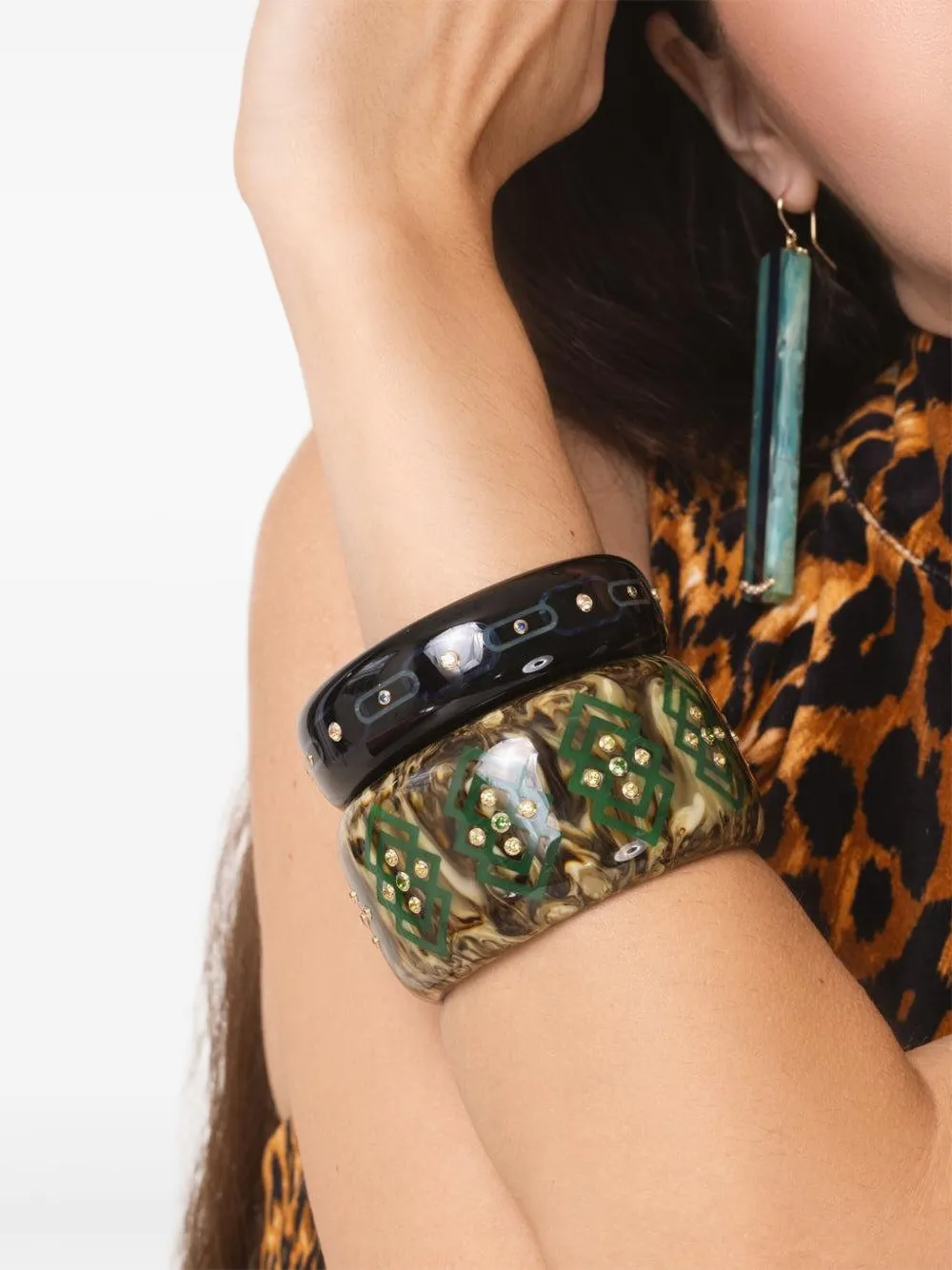 Mark Davis 18k Yellow Gold Bakelite Bracelet In Multi