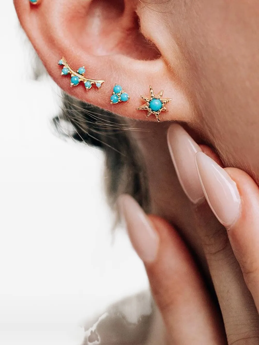 Anzie arete Cléo en oro amarillo de 14kt con turquesa | Image 2