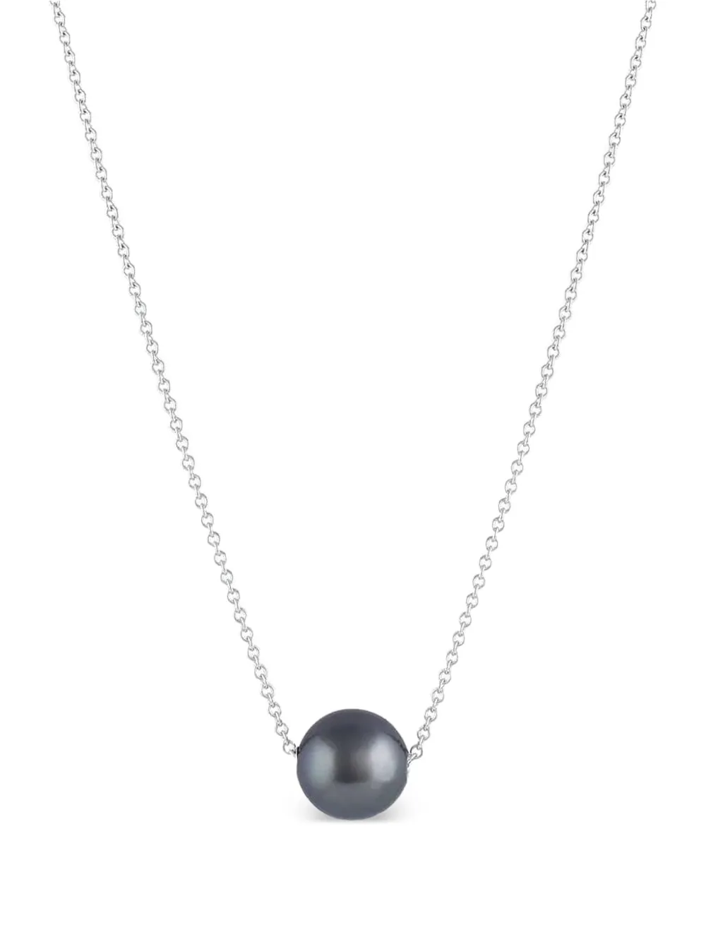 Baggins 14k White Gold Sliding Pearl Necklace In Metallic