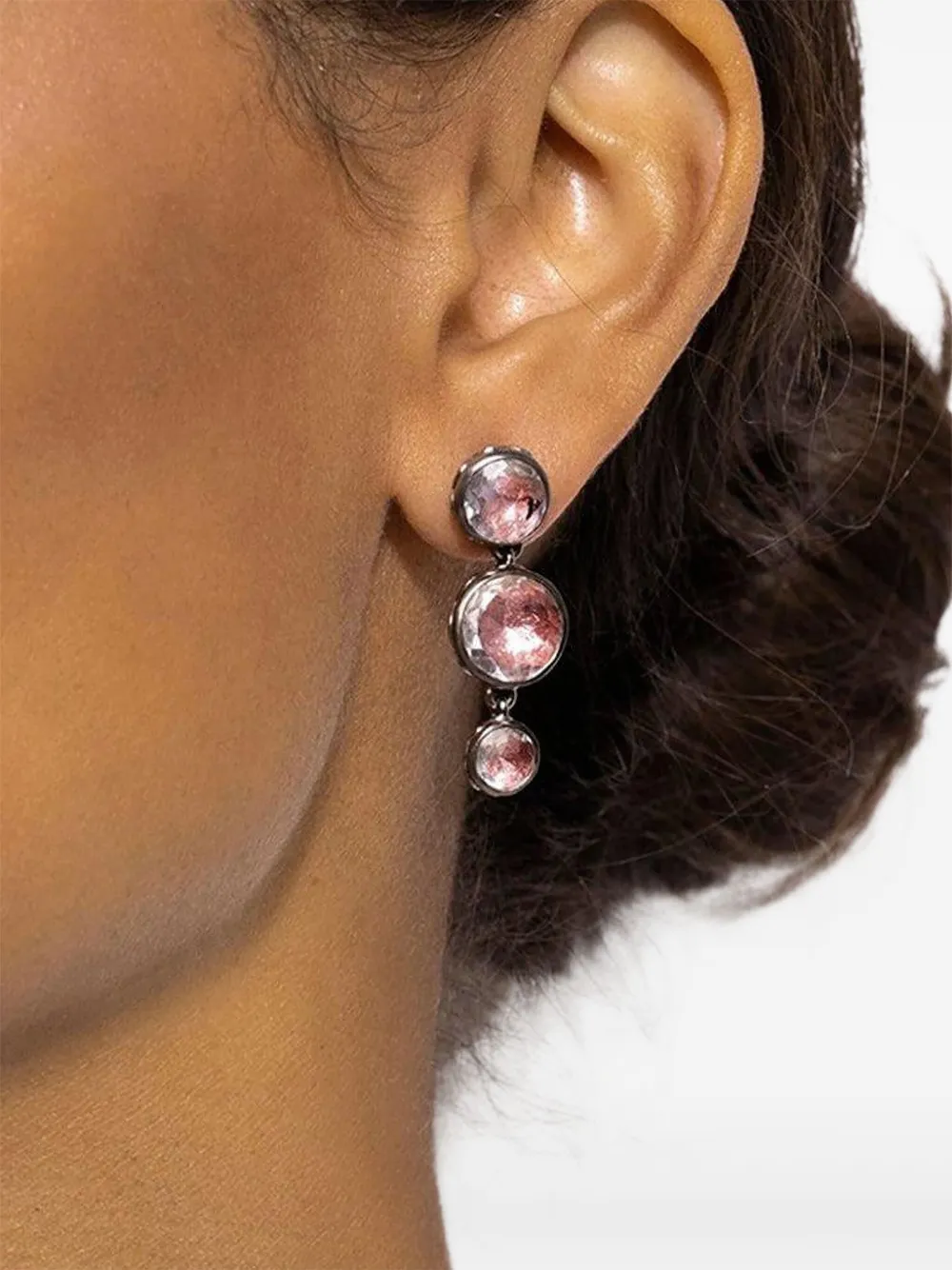 Larkspur & Hawk aretes Catherine Round 3 bañados en rodio con cuarzo | Image 2