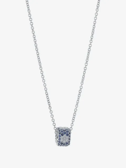 FULLORD 18K white gold Ghost diamond and sapphire necklace