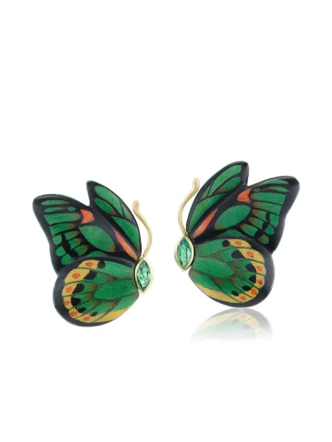 SILVIA FURMANOVICH 18K yellow gold Butterfly emerald earrings