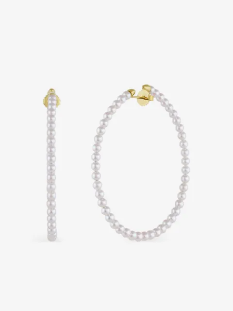 Baggins 14K yellow gold pearl hoop earrings