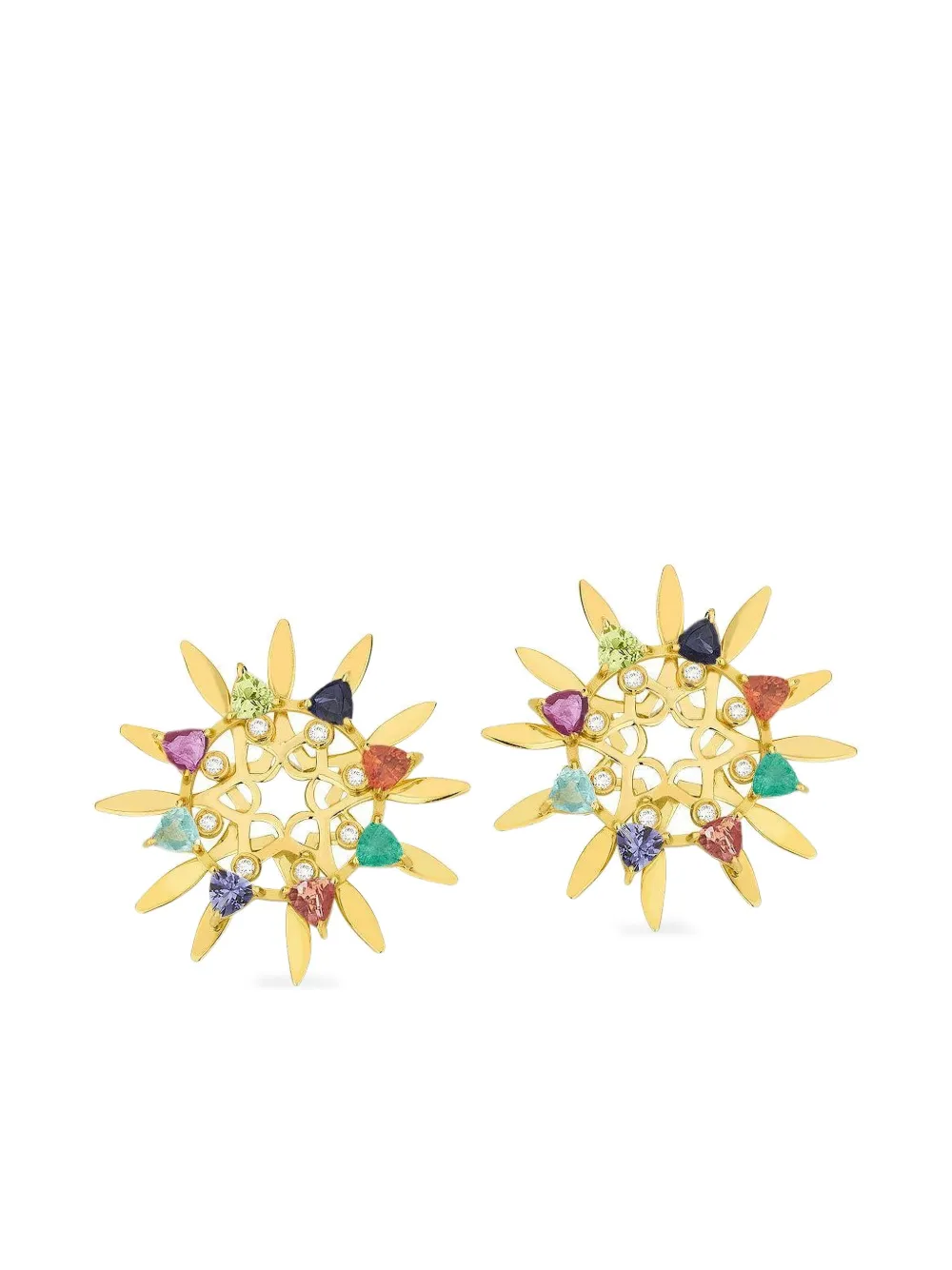 Carol Kauffmann 18k Yellow Gold Mandala Multi-stone Earrings In Gold