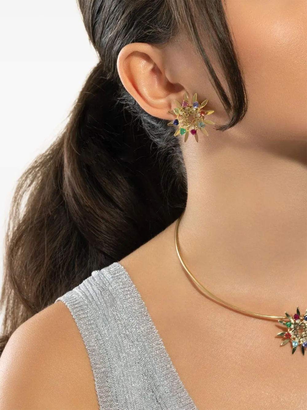 Carol Kauffmann 18k Yellow Gold Mandala Multi-stone Earrings In Gold