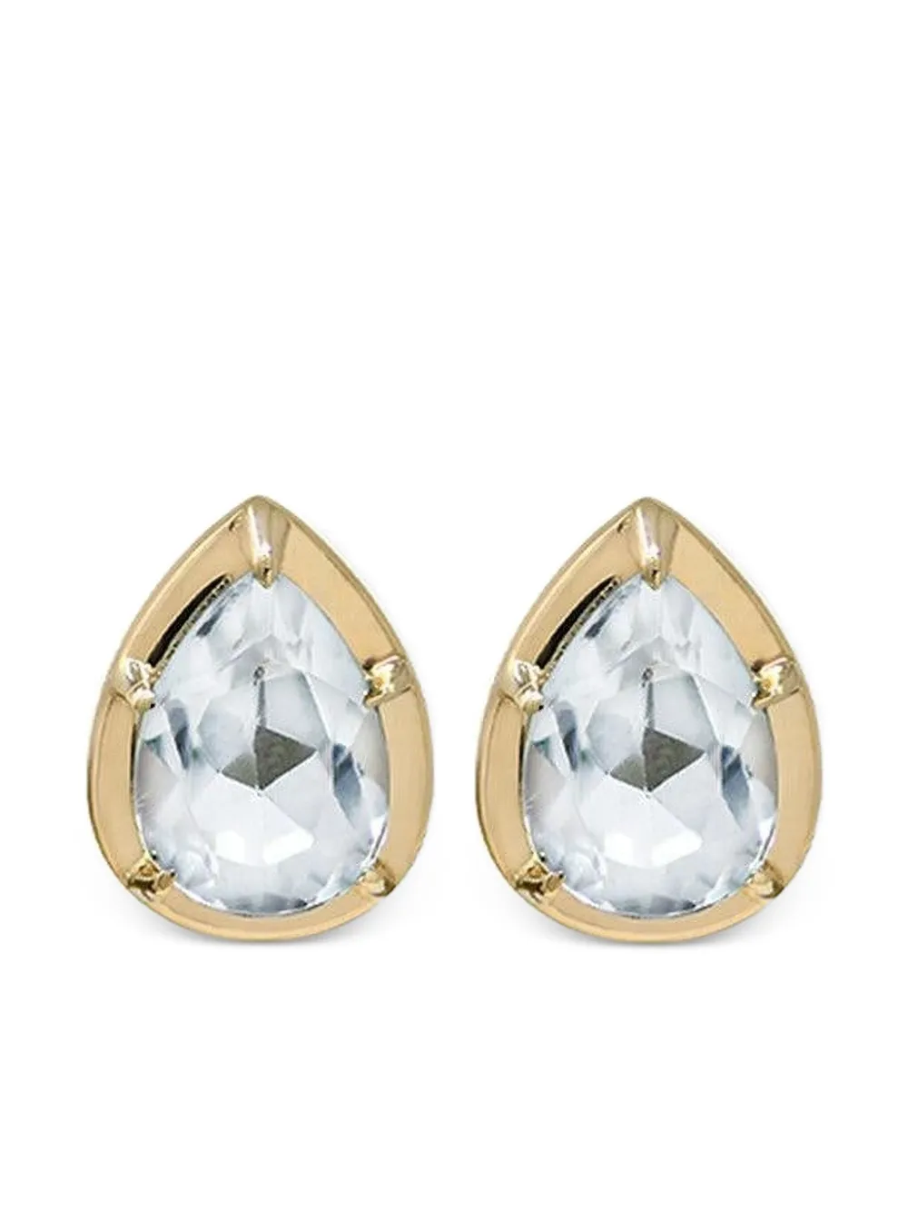 Anzie 14K yellow gold Mélia Pear Stud topaz earring - ゴールドトーン