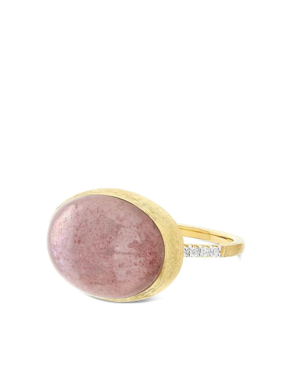 Nanis 18k Yellow Gold Large Boules Diamond And Pink Quartz Ring