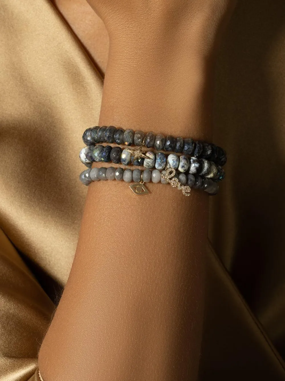 Sydney Evan 14k Yellow Gold Love On Diamond And Dendrite Bracelet In Multi