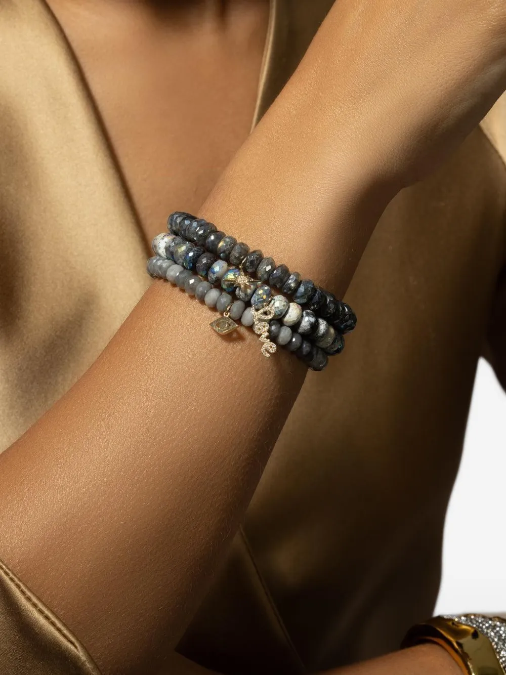 Sydney Evan 14k Yellow Gold Love On Diamond And Dendrite Bracelet In Multi