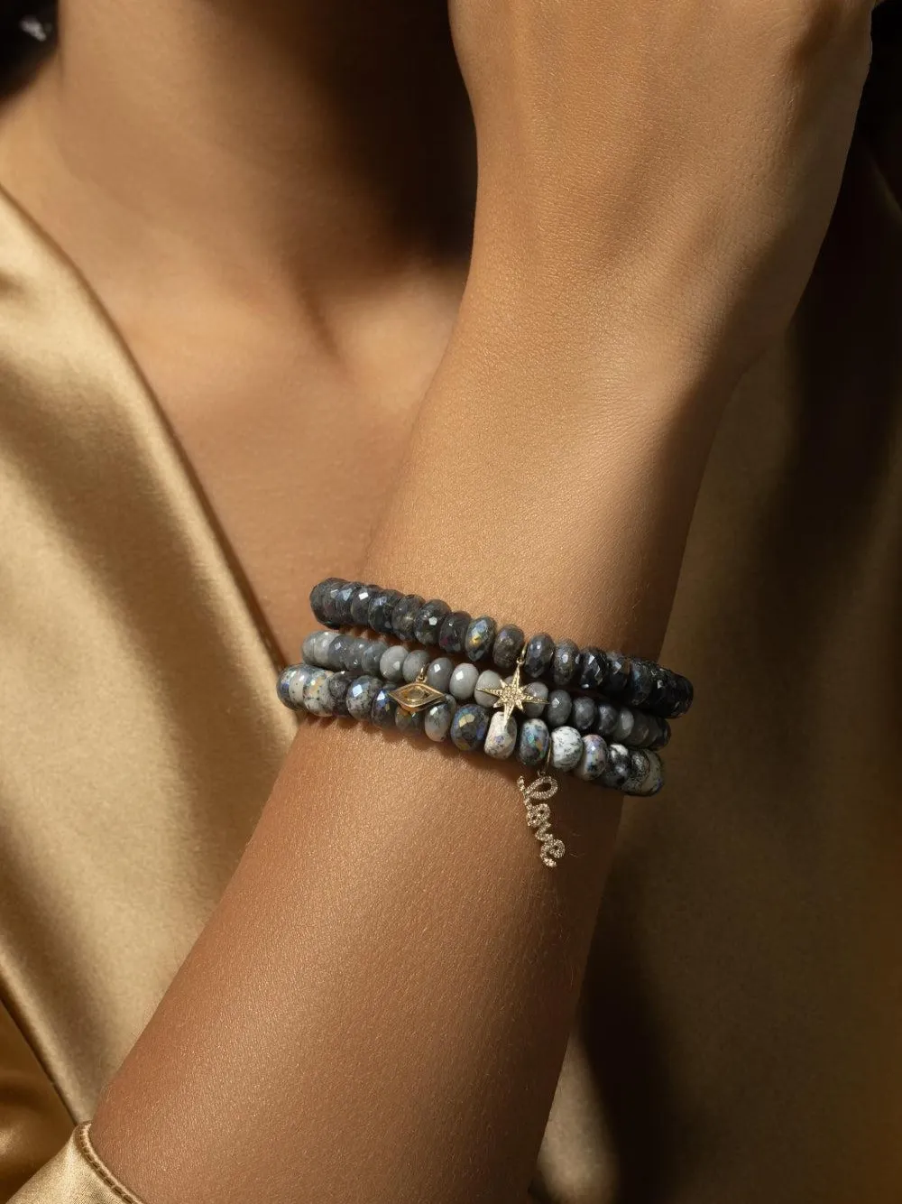Sydney Evan 14k Yellow Gold Love On Diamond And Dendrite Bracelet In Multi