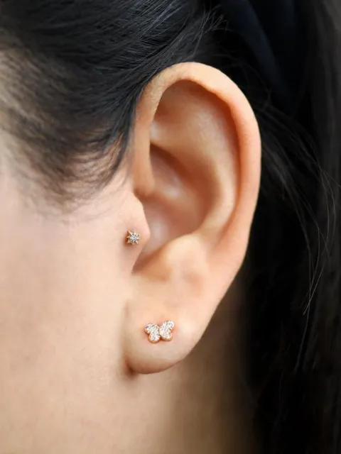 Anzie 14K yellow gold Love Letter diamond earrings