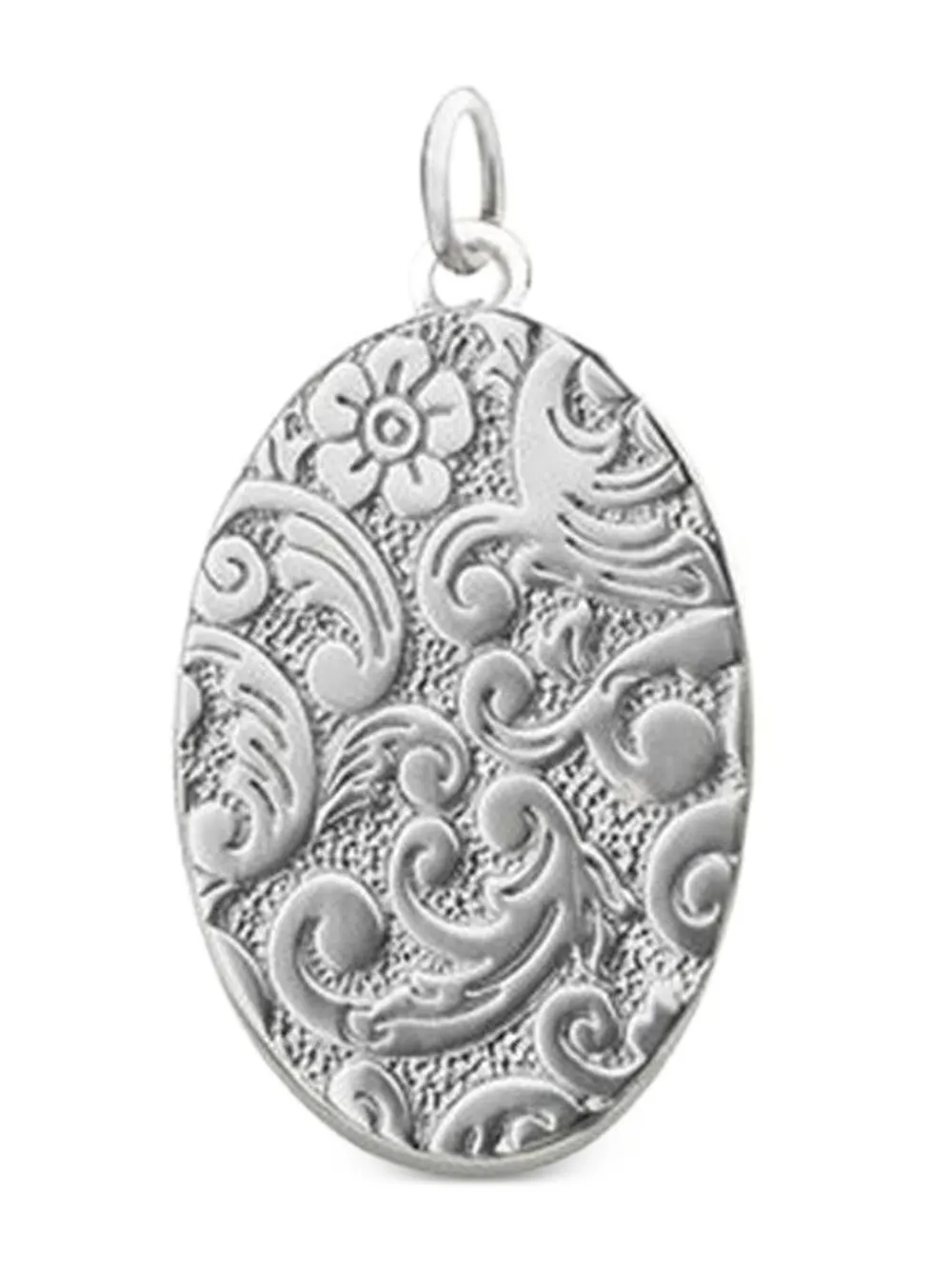 MONICA RICH KOSANN Ovaler Anhänger mit Blumenmuster - Silber