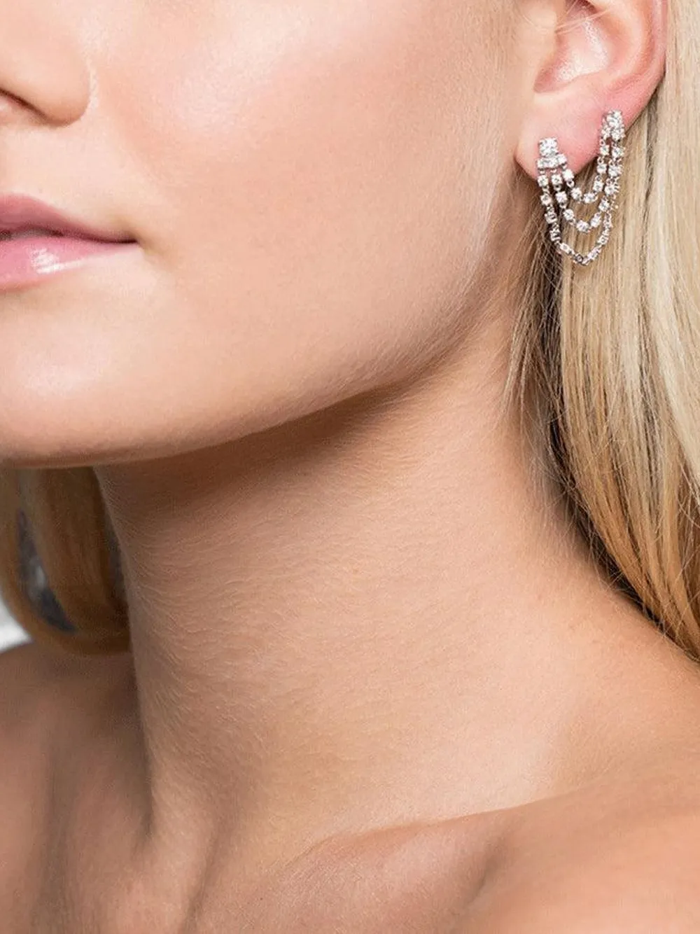 Anita Ko 18k White Gold Loop Diamond Earrings In Silver
