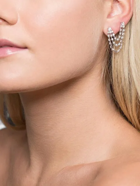 Anita Ko aretes Loop en oro blanco de 18kt con diamante