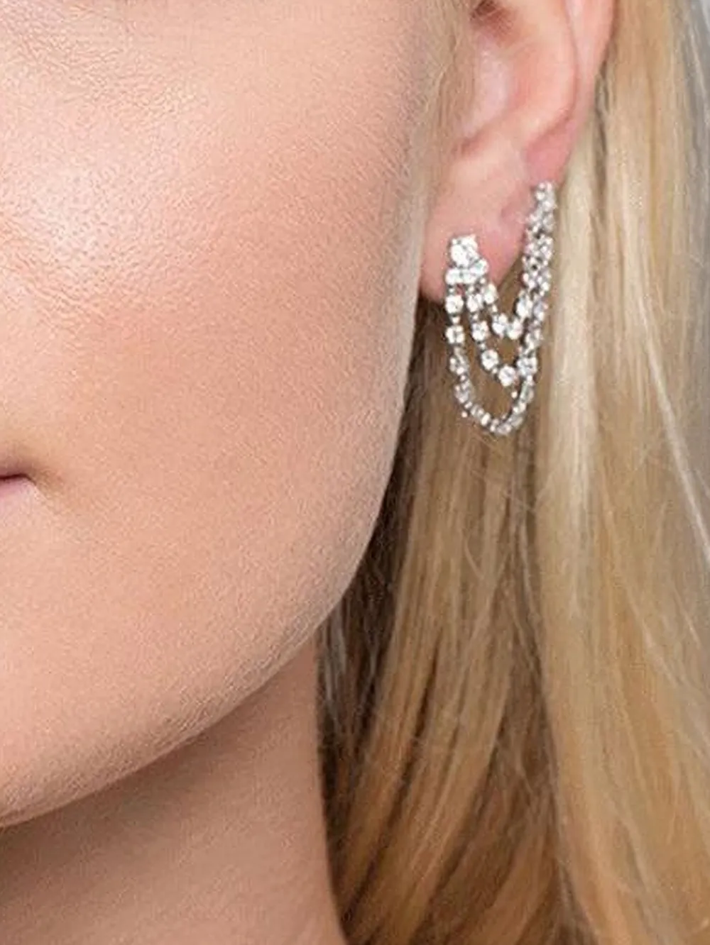 Anita Ko 18k White Gold Loop Diamond Earrings In Silver