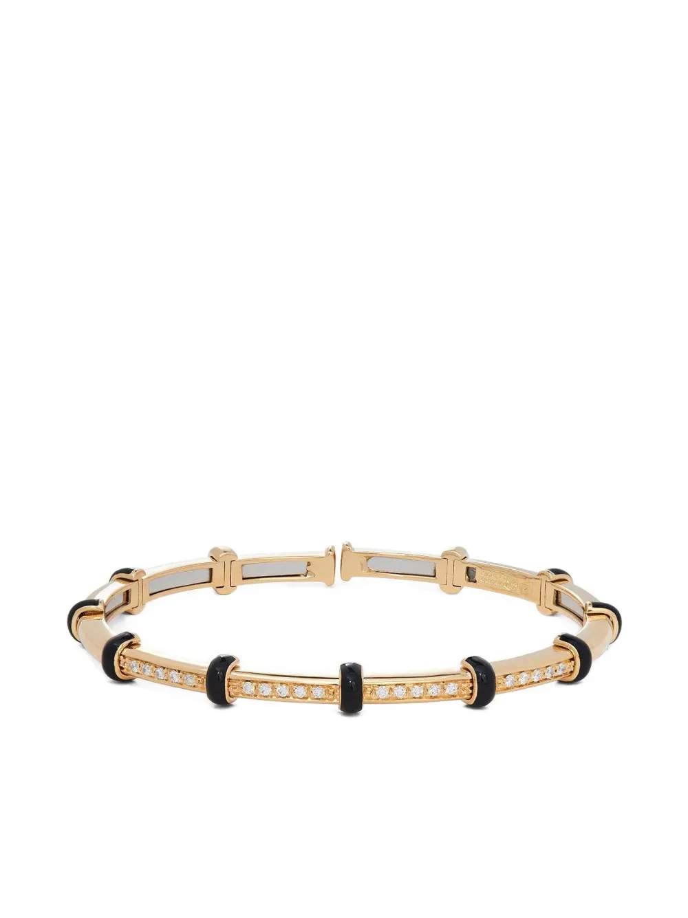 Sidney Garber 18k Yellow Gold Black Enamel Dome Carly Diamond Bracelet In Multi